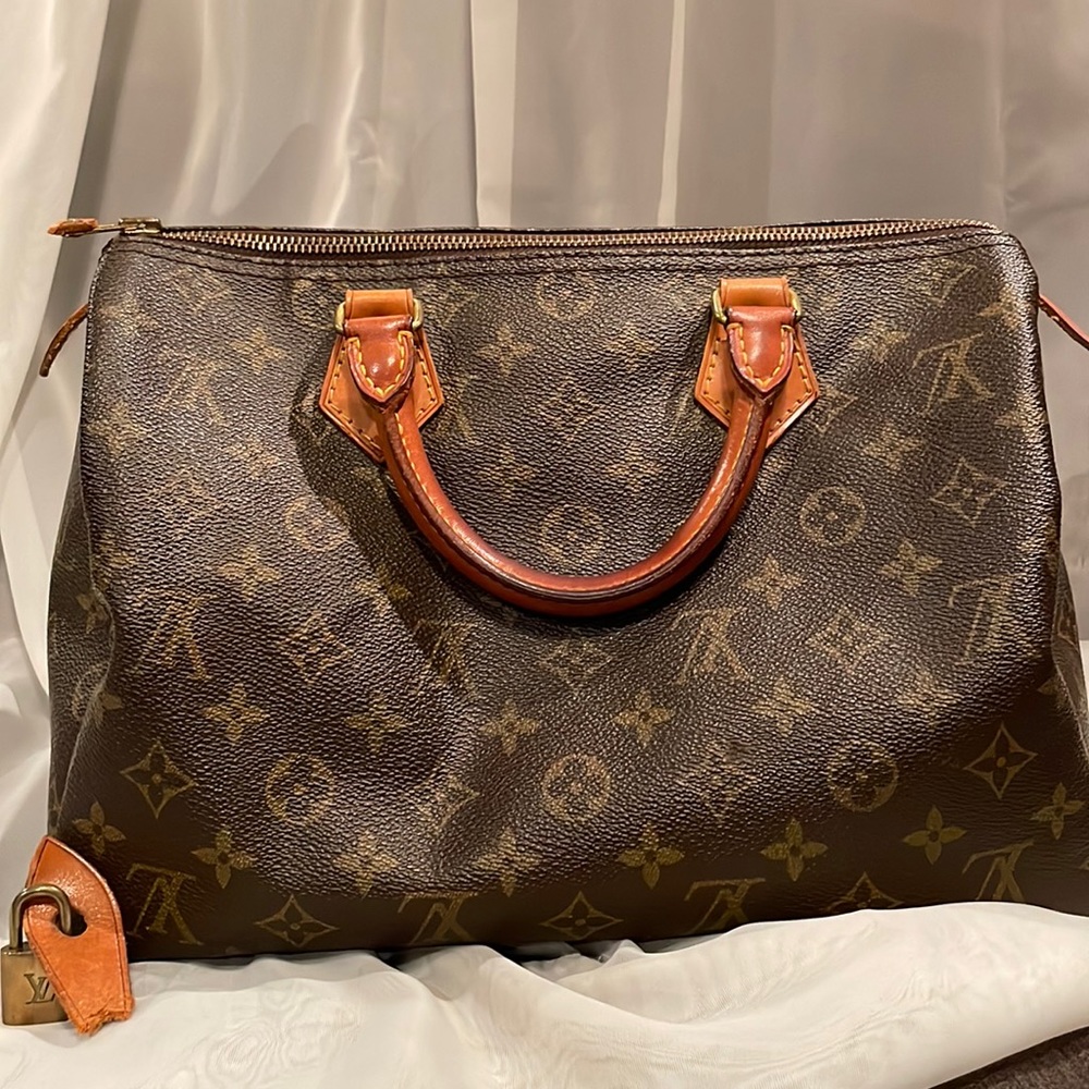 Vintage LV Authentic Leather Speedy 30 Monogram Satchel Bag